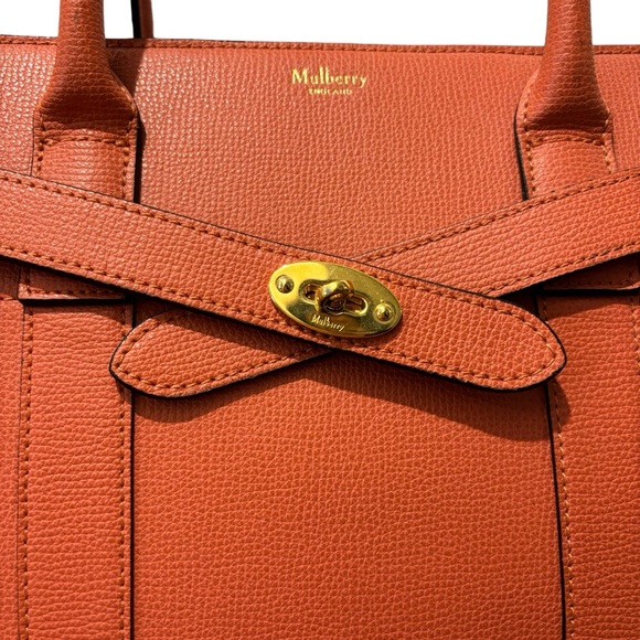 MULBERRY Small Classic Grain Small Bayswater Zip Tote Orange - Picture 4 of 11
